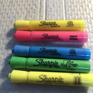 LOT OF 5 Sharpie Tank Style Highlighters Chisel Tip Fluorescent *